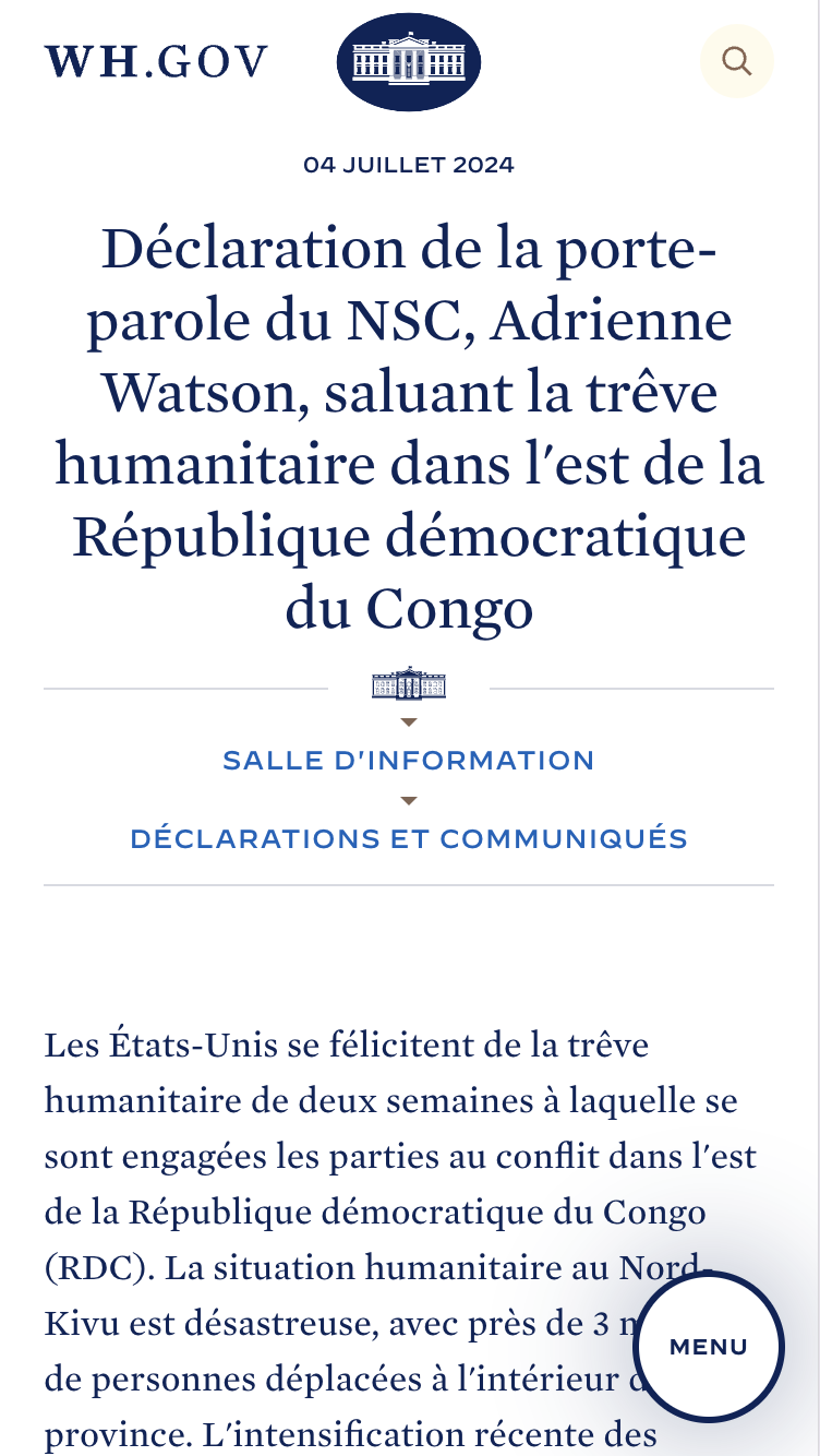 FAUX Les États Unis nont pas annoncé la trêve humanitaire pour