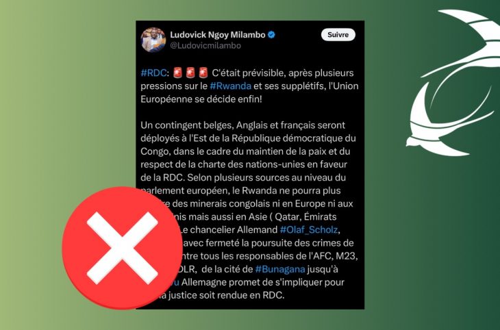 🎧 Non, l’Union européenne n’a pas déployé de troupes dans l’Est de la RDC